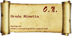 Orsós Ninetta névjegykártya